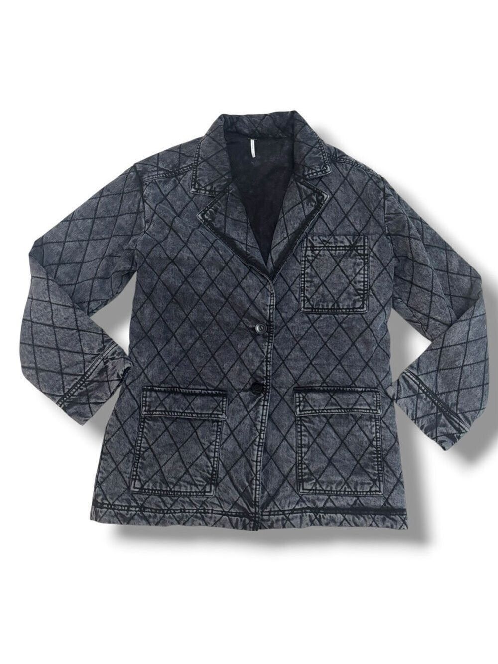 YFB Young Fabulous & Broke Walker Mineral Wash Black Quilted Denim Coat Jacket S